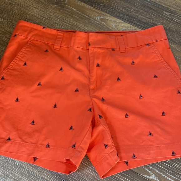 Tommy Hilfer Nautical shorts orange / navy blue sail boats size 8 - Picture 2 of 6